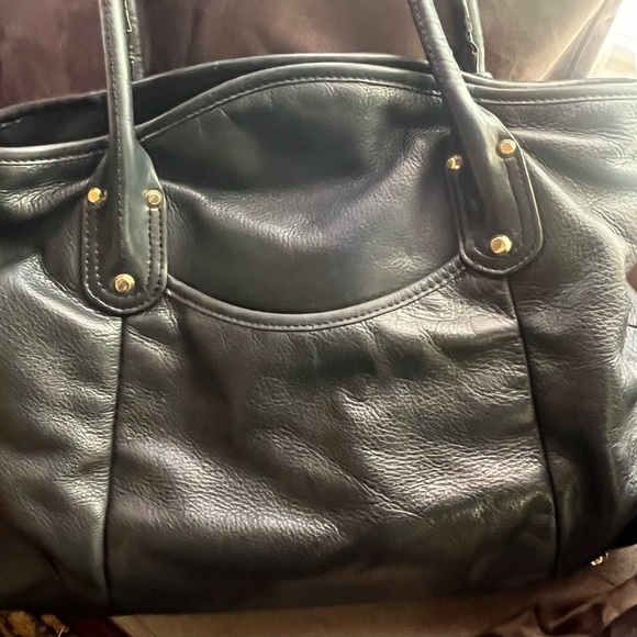 🔥SALE B. Makowsky Black leather Nolita Shopper Shoulder Bag - Picture 3 of 6